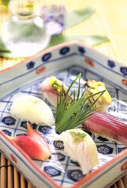 [Eisyou] Rectangular dish with a foot and a design of sara in stain