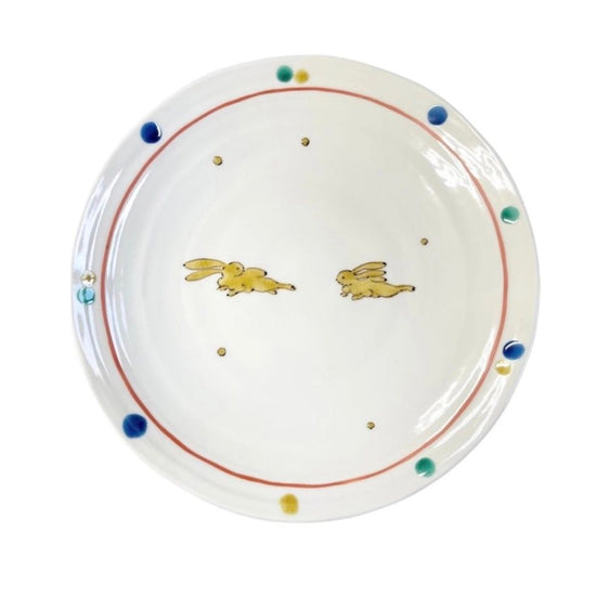 [Eisyou] Polka-dot rabbit design 7" dish