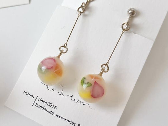 Clip-on earrings of fruit yogurt kowloon ball