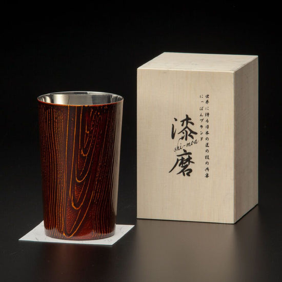 Lacquer-polished cup, double-layered structure, Wamodan series, high bowl, sandalwood SCW-H202