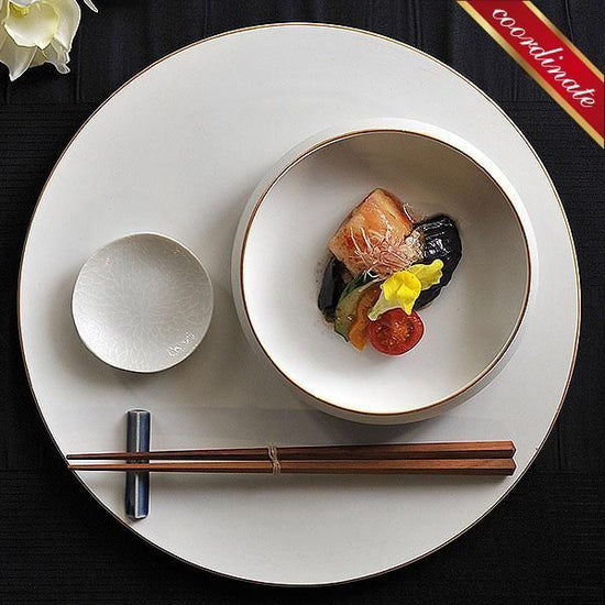 Fuchi Kin Bisque Mat 29cm Round Plate White Japanese Tableware Round Large Plate Made in Japan Minoyaki, Stylish, Modern
