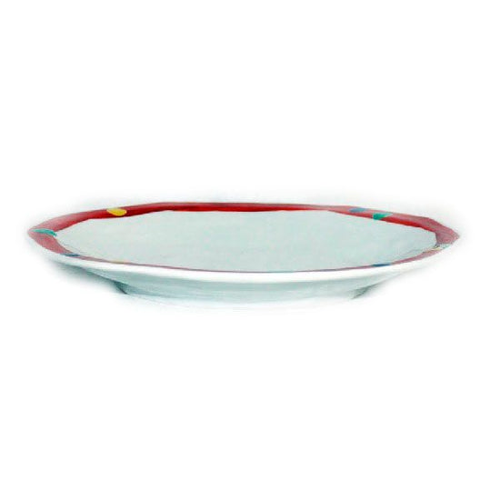 [Eisyou] Eight-sided oval dish with red rolled polka-dot design