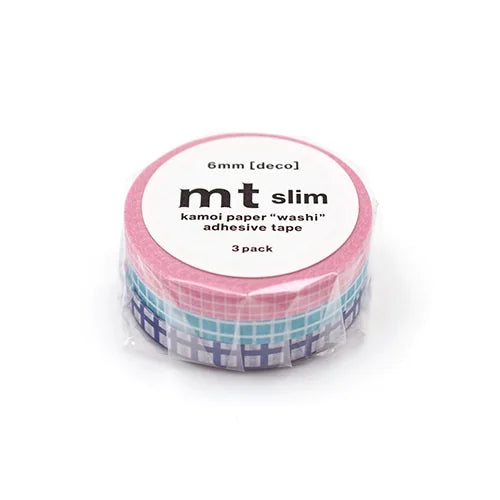 mt slim deco Masking Tape (Set of 3) – Grid, 6mm×7m