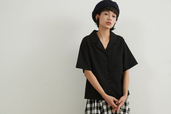 LINEN COTTON CAMP COLLAR SHIRT