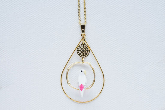 Pendant with One-Rider Budgie (Pink) with Enclosing Accessory
