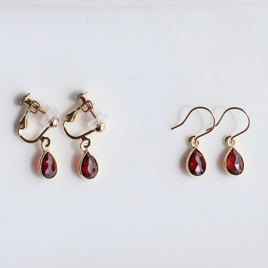 Garnet charm pierce/earring (January birthstone)