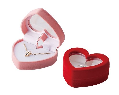 Heart-Shaped Case with Window for Pierced earrings, Ring and Necklace, 12 pieces AR-REP-283