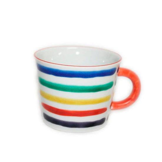 [Eisyou] Cup and saucer, five-color horizontal stripe pattern
