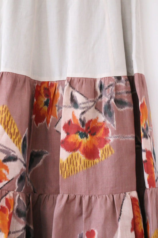 Vermilion Flower -Meisen Teered Skirt Beige- (Japanese only)