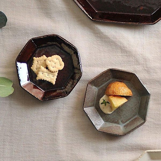 Angle Brown S Brown Western tableware, shaped plate, made in Japan, Minoyaki, café style, stylish, modern