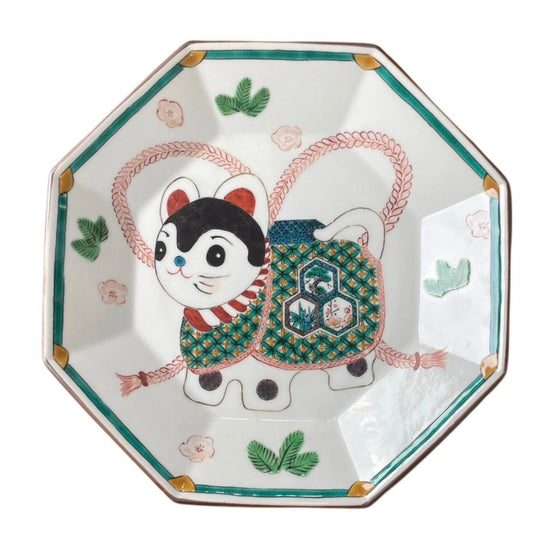 [Eisyou] Nine-sided Octagonal Dish with Zhangzi Pattern