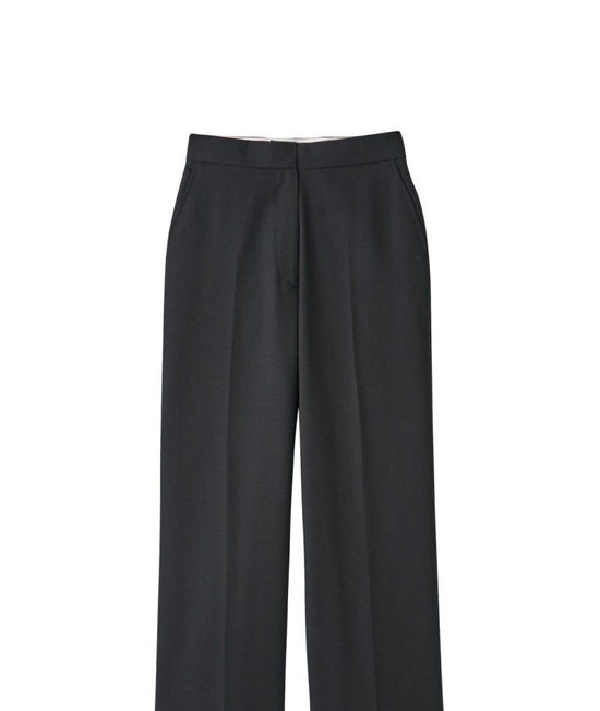 High End- Wool Straight Pants/Black