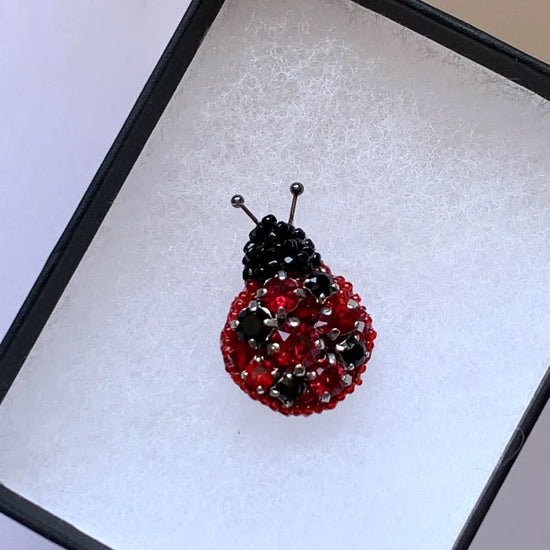Ladybug Bead Embroidery Tie-Tuck Pin Brooch 2