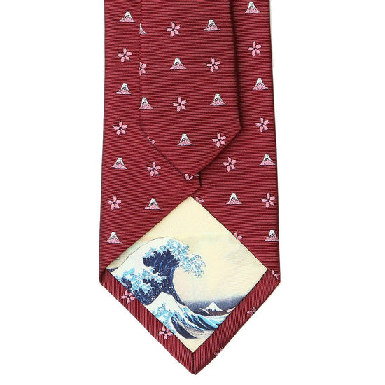 Necktie Nishijin silk, Fujiyama, cherry blossoms, floral pattern - 18. HOKUSAI Hokusai Ukiyoe lining (Fugaku Sanjurokkei, Kanagawaoki Naniura), made in Japan