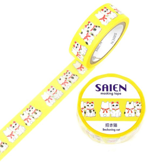 Kamiso Sansho Masking Tape – Maneki-neko (Beckoning Cat)