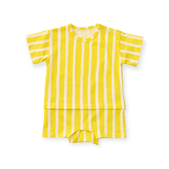 T-shirt Onesie Shorts Stripes Butter Yellow×Kinari