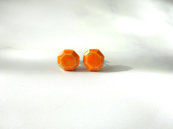 Kotsubu Ceramic Pierced Earrings Octagonal Orange