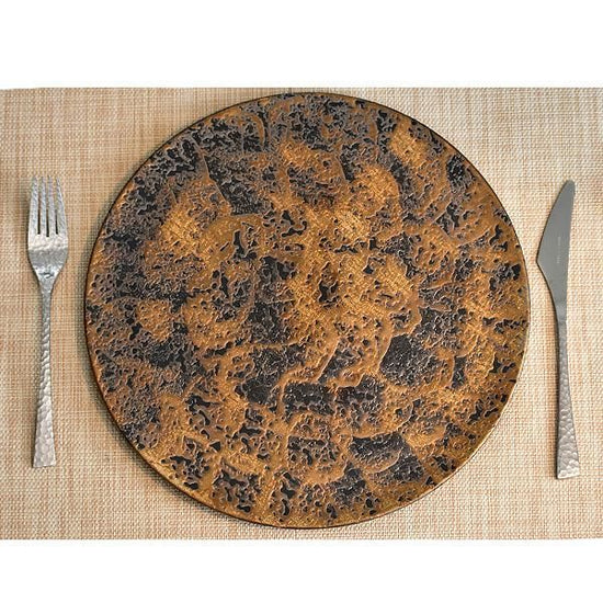 Gold Tataki Flat Plate, gold type, Japanese tableware, round large plate, made in Japan, Minoyaki, stylish, modern