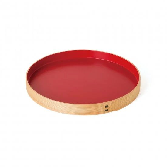 Round tray (shaku), red inside