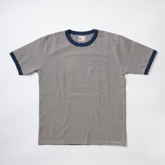 [24SS NEW]FELCO S/S RINGER POCKET T-AMERICAN VINTAGE STRIPE-NATURAL/NAVY