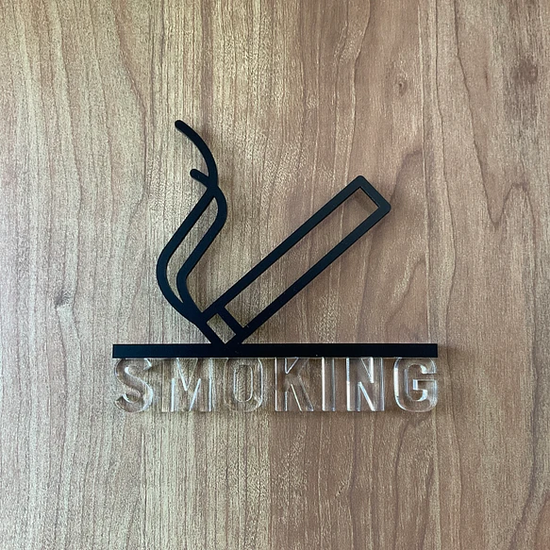 Room Sign SMOKING 3D Icon for Door Clear Lettering