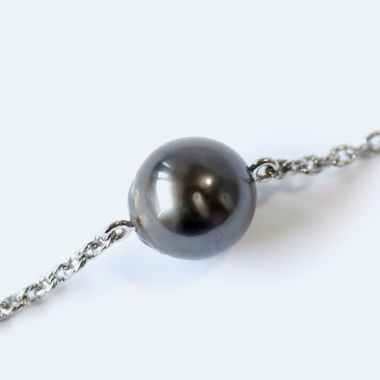 Single Pearl Bracelet Wave Gray