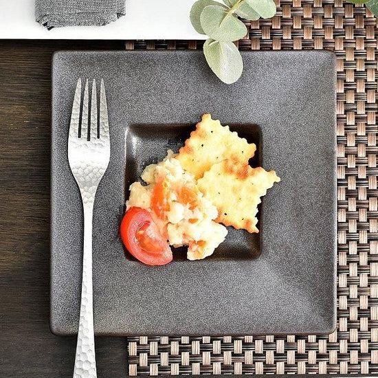 Iron Glaze Prim Plate M Black Type Western Tableware Square Plate, Made in Japan, Minoyaki, Stylish