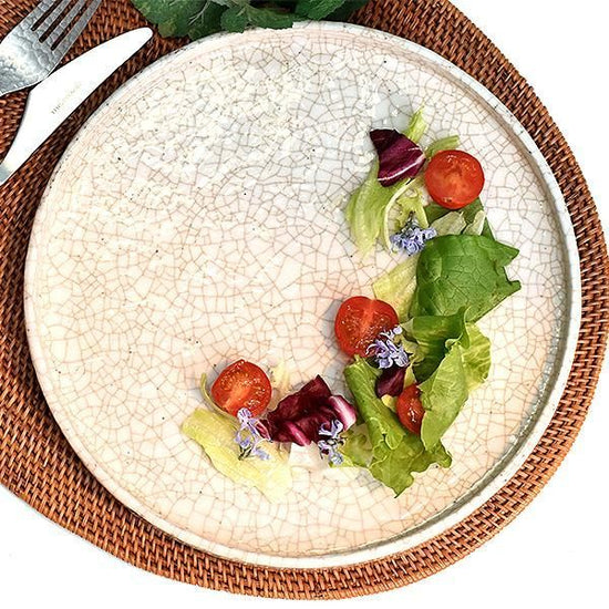 Shibu Kan-iri 8 "BON White Japanese Tableware, Round Medium Plate, Made in Japan, Minoyaki, Stylish, Modern