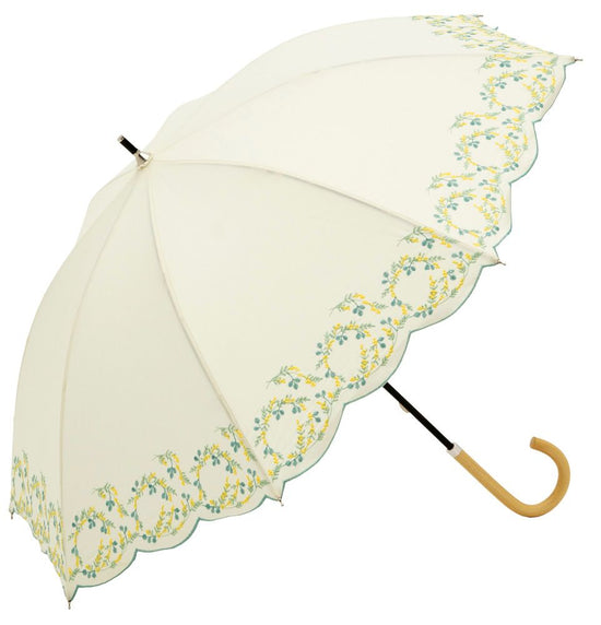 Long Umbrella with Mimosa Embroidery