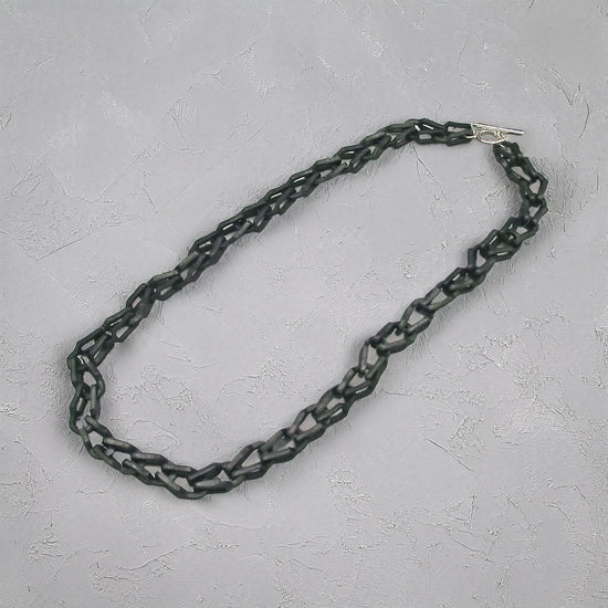 Chain necklace middle 2-way plus leather