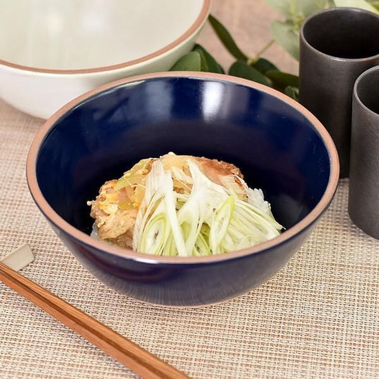 Navy Soil Bowl, large, blue, Western tableware, medium bowl, made in Japan, Minoyaki, stylish, modern