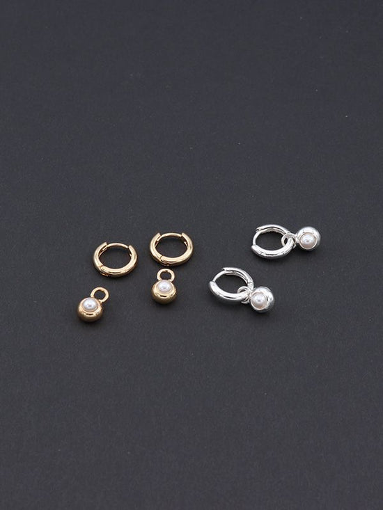 Metal ball top pierced earrings (2 colors)