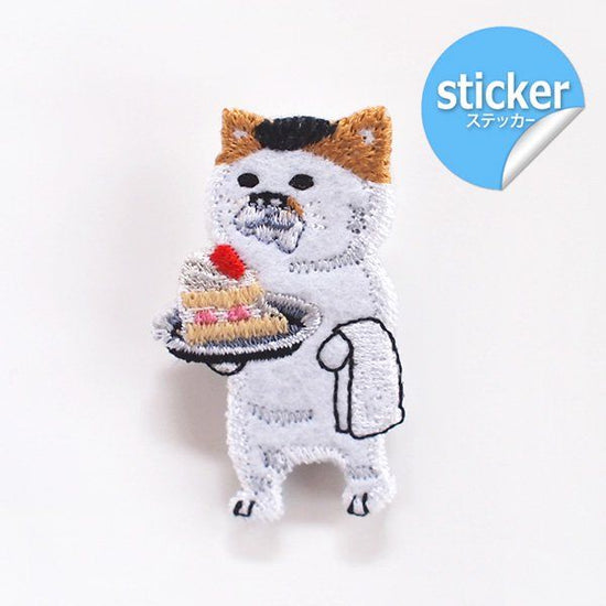 pokefasu pokefasu cat cake embroidered felt sticker