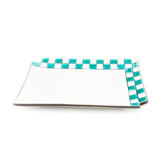 [Eisyou] Checkered 6" long dish (green)