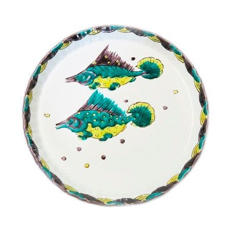 [Eisyou] (Lu) Shaku Dish with Design of Twin Fish