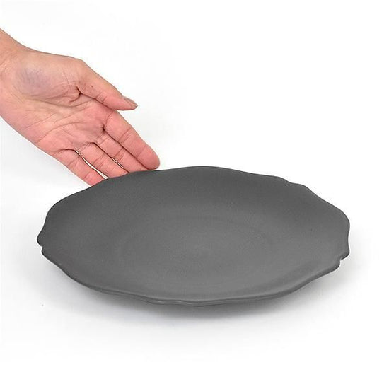 Meimei Rinka 25.5 Mori-Dish, black, Japanese tableware, round large dish, made in Japan, Minoyaki