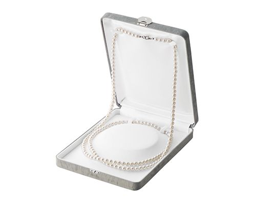 Case for long necklace and long pearls, chamois style fabric, with front fitting, SEIME series, 6 pieces, AR-NY715