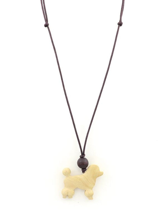 Wood poodle necklace