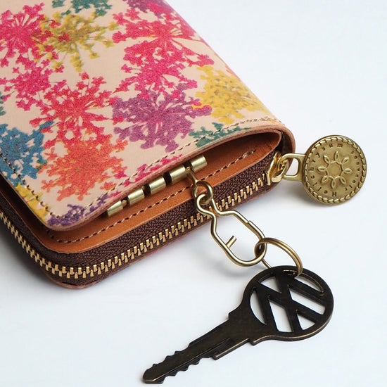 Key Wallet [ Mini Wallet + Key Case ] (Lace Flower) Leather All Leather Compact