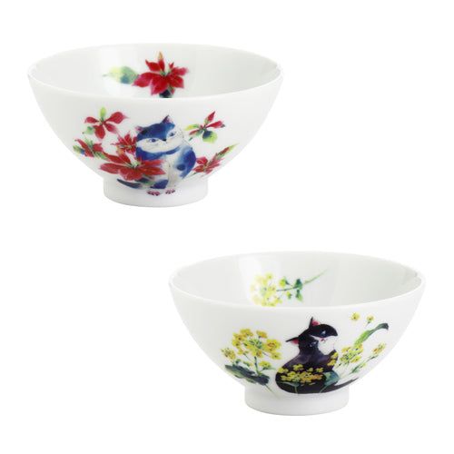 Hidamari Cat Bowl (Poinsettia / Rape Flower)