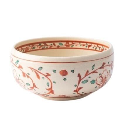 [Eisyou] Rokusun Bowl, floral arabesque design in red glaze
