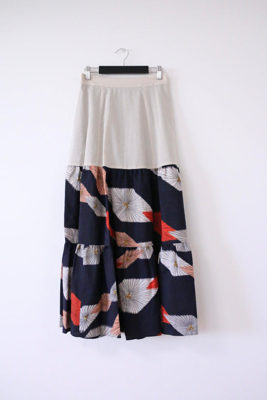 Yukata -Meisen Teered Skirt-Beige