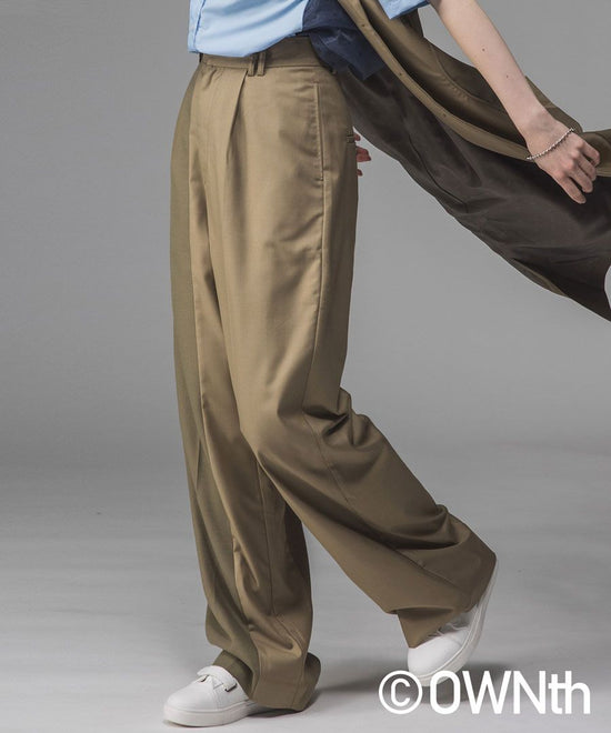 Asymmetrical Design Tuck Pants