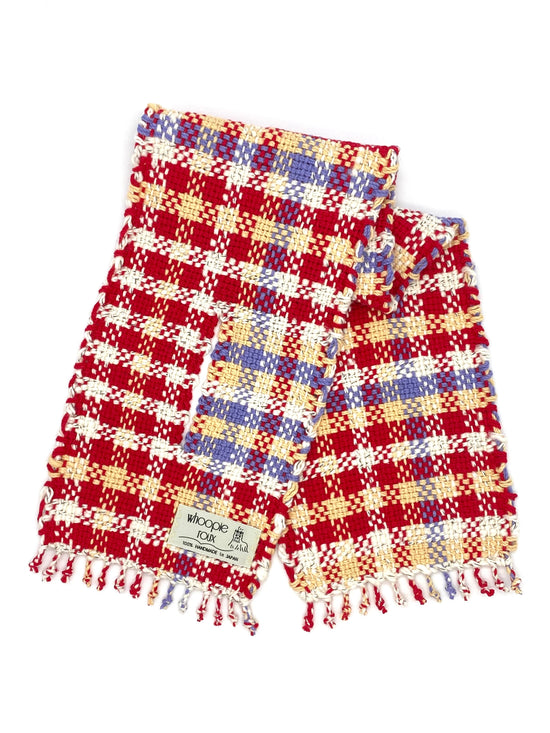 Hand-woven scarf of 100% organic cotton _ TOWN / red ♭125♭108