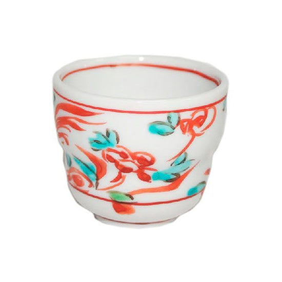 [Eisyou] Cup with bird design in red enamel