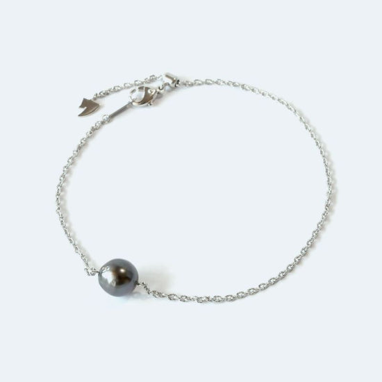 Single Pearl Bracelet Wave Gray