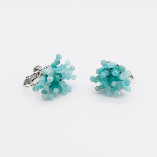 Coral Amazonite Silica Clip-on earrings