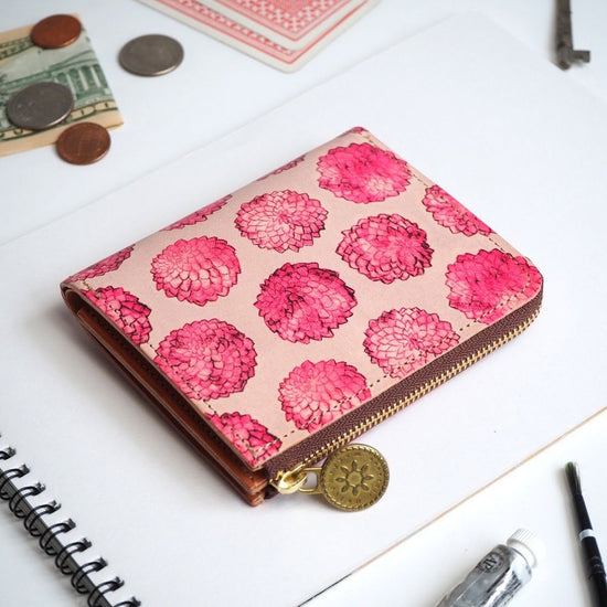 L-Shape Zipper Wallet (Dahlia Dot) Leather for Ladies