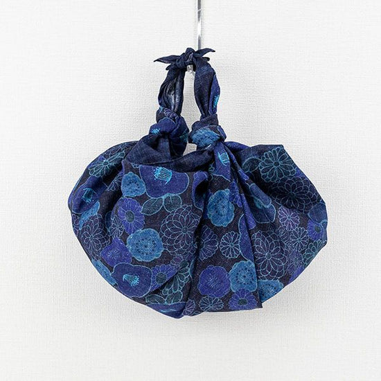 Digital indigo Furoshiki - Camellia all over