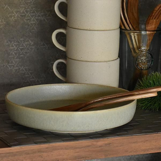 Cuisine Silver Green Spume L Greenish Western Tableware, Round Plate, Made in Japan, Minoyaki